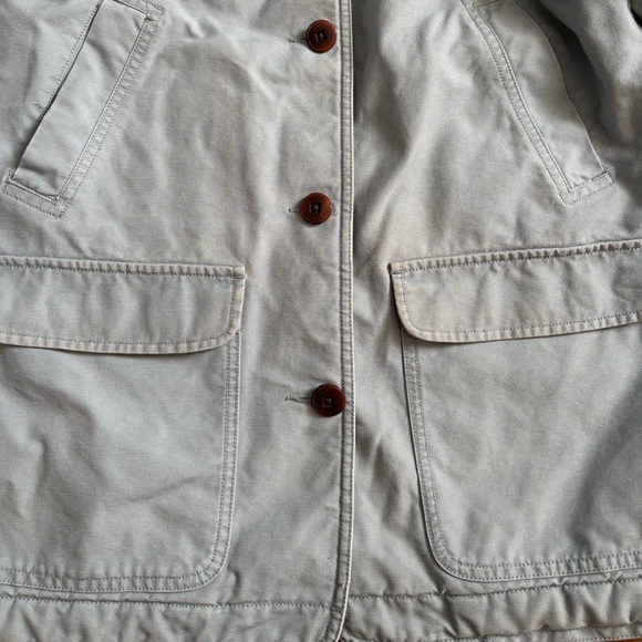 Vintage LL Bean Chore Coat Jacket Womens Medium Canvas Barn Blue Corduroy Collar - Picture 2 of 6